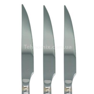 Набор столовых ножей 6шт рифленые с золотистым декором Cutlert set 433-3-М311