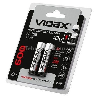 Набір акумуляторних батарейок 2шт Videx HR6/AA 600mAh