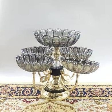 Піднос для фруктів та солодощів (5 тарілок) 1300-5 Fruit tray Темне скло