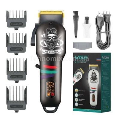 Машинка для стрижки волос и бородыс LED-дисплеем VGR V-699 Черная