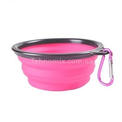 Поїлка-годівниця для тварин подвійна зі складною мискою Pet Drink Bottle Рожева