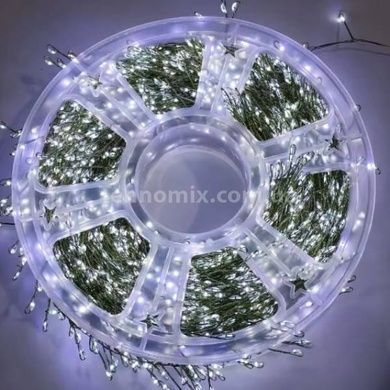 Гірлянда роса лінійна Мішура пухнастий зелений дріт 50м 1500LED 220V AD -2588