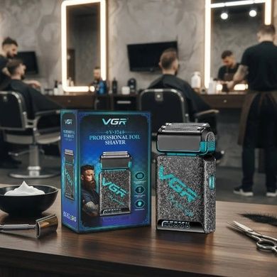 Електробритва акумуляторна з подвійним лезом VGR V-374 GREEN Чорна із зеленим