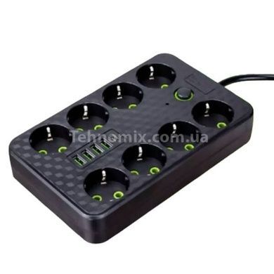 Сетевой фильтр с USB (8&times;220В+4&times;USB+1&times;Type-C) HG-2528 3 метра Черный