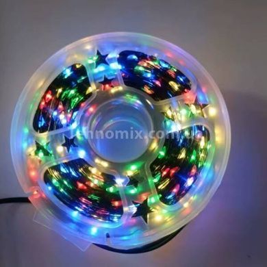 Гирлянда роса мишура пушистая линейная 100м LED USB Зеленая проволока, мультиколор