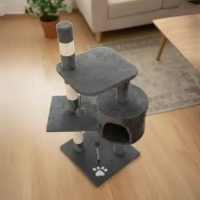 Игровой комплекс для котов с когтеточкой и домиком 40*40*116см MT04 Серый