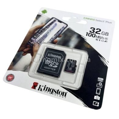 Мапа пам'яті з адаптером microSD, SD, SDHC, SDXC 32GB Class 10 Kingston memory card
