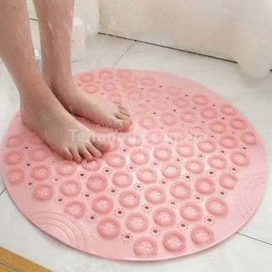 Килимок для душу нековзний зі щіткою для стоп Massage foot рожевий