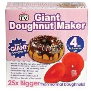 Силіконова форма для випічки гігантських пончиків Giant doughnut maker Червона