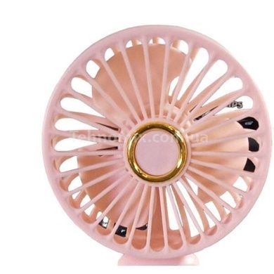 Міні-вентилятор з підставкою для телефону та індикатором заряду LCD дисплей Рожевий