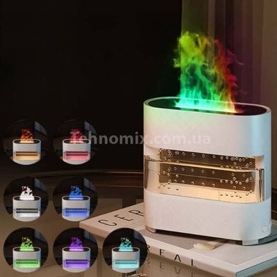 Зволожувач повітря з імітацією крапель дощу та полум'я Humidifier Білий