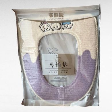 Чохол-сидіння на унітаз з вишивкою двокольоровий Fashion Toilet Cushion AND 02 Р Бузковий з бежевим