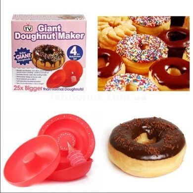 Силіконова форма для випічки гігантських пончиків Giant doughnut maker Червона