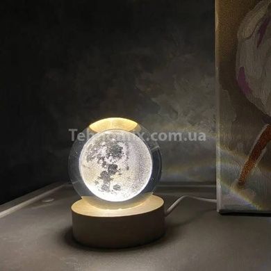 Шар акриловый Планета Земля 8см с подсветкой на подставке