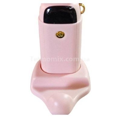 Міні-вентилятор з підставкою для телефону та індикатором заряду LCD дисплей Рожевий