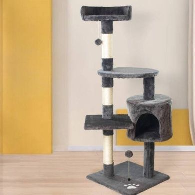 Игровой комплекс для котов с когтеточкой и домиком 40*40*116см MT04 Серый