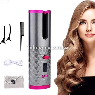 Бездротова плойка для завивки волосся Ramindong Hair curler RD-060 Сіра з рожевим