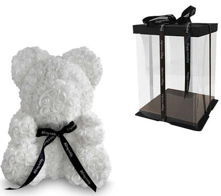 Ведмедик з 3D троянд Zupo Crafts 25 см Білий + подарункова упаковка