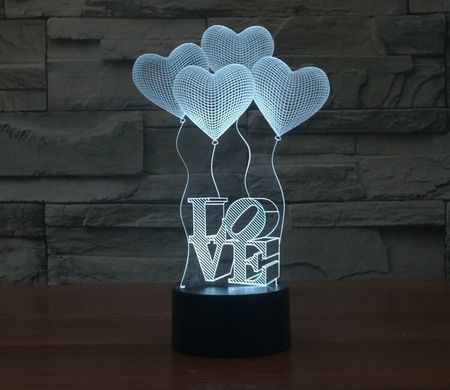 Настольный светильник New Idea 3D Desk Lamp Сердечки шарики Love