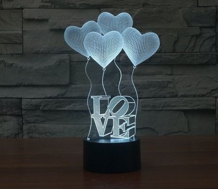 Настільний світильник New Idea 3D Desk Lamp Серденька кульки Love