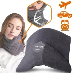 Дорожня подушка шарф для подорожей Travel Pillow Сіра