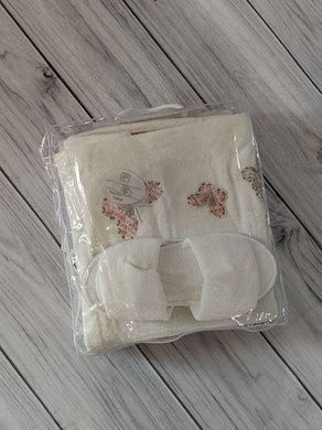 Набор в сауну женский (полотенце-юбка, чалма, тапочки) Pupilla Butterfly krem Бамбук