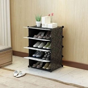Полиця-шафа пластикова для взуття 37*37*73cm 30009 Чорна з білим