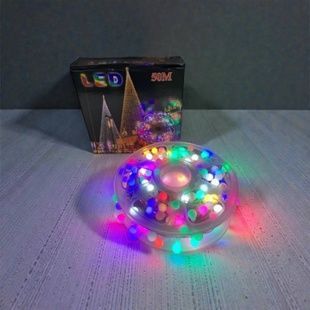 Гірлянда лінійна внутрішня Кульки 50м 220V Buble Білий провід, мультиколор
