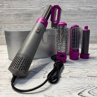 Стайлер для волосся з іонізацією 5в1 у кейсі Сріблястий Hair Brush