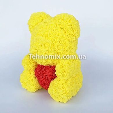 Мишко з серцем 3D троянд Teddy Rose 40 см Жовтий + подарункова упаковка