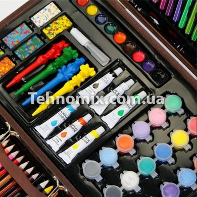 Набор для творчества 123 предмета в деревянном чемодане Artistic Tool Kit + Подарок Пластилин
