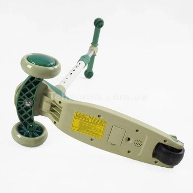 Самокат дитячий 3в1 з сидінням, музикою та підсвічуванням Skyper JT-31622 Зелений