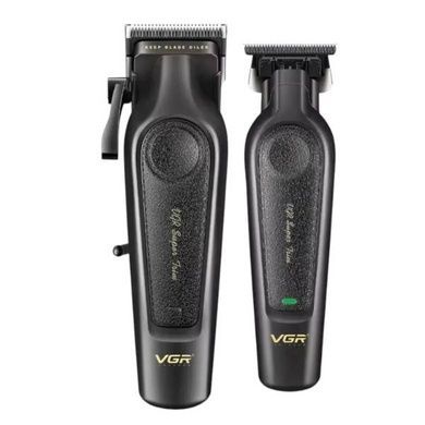 Комплект 2в1 аккумуляторная машинка для стрижки и триммер VGR V-197&995 Черный