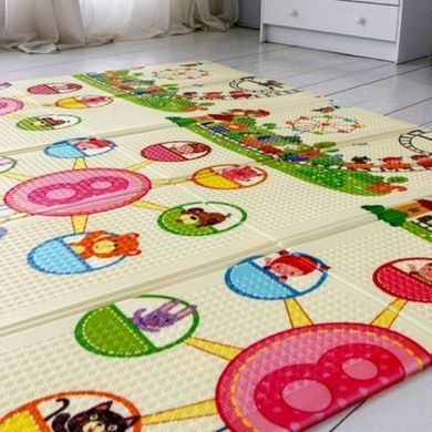 Коврик детский игровой 2-х сторонний 180*150*0,08см EVA В-82115 Голубой с принтом