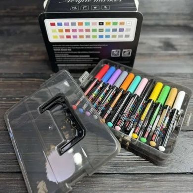 Набір Акрилово-акварельних маркерів 24шт у прозорому чорному боксі Acrylic MAP-12
