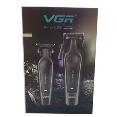 Комплект 2в1 аккумуляторная машинка для стрижки и триммер VGR V-197&995 Черный