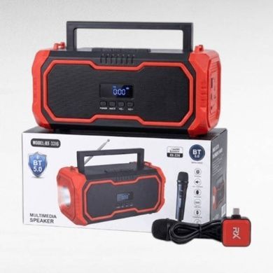 Колонка портативная аккумуляторная с микрофоном и фонариком Bluetooth TS-5576 Черная с красным