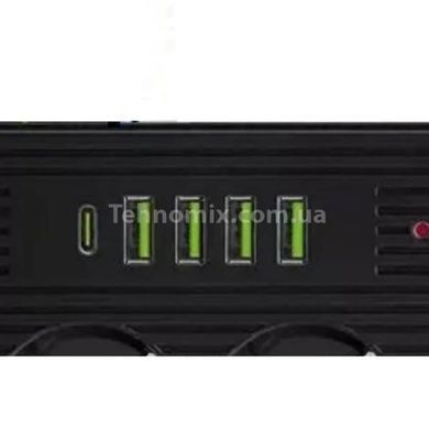 Сетевой фильтр с USB (3&times;220В+4&times;USB+1&times;Type-C) QL-1074U 3 метра Черный