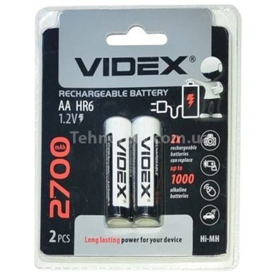 Набір акумуляторних батарейок 2шт АА Videx HR6/AA 2700mAh