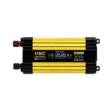Перетворювач 1500W 12V AC/DC KSM LCD+2 USB Чорний з жовтим