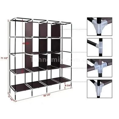 Складной тканевый шкаф Storage Wardrobe 28165 ∙ Органайзер &ndash; гардероб для одежды на 4 секции, 165х45х172 см