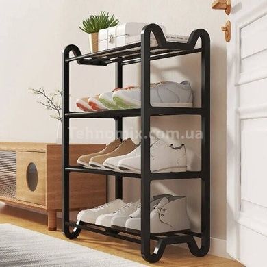 Стеллаж для обуви алюминиевый 4 полки Shoe Rack AND 1-4 Черный