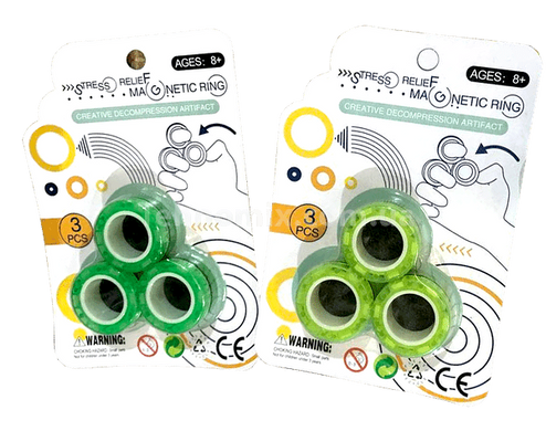 Магнитные вращающиеся кольца спиннер Stress Relief Magnetic Rings Зеленый