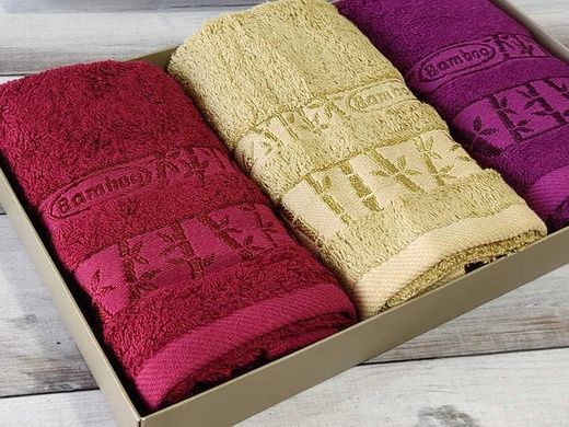 Полотенца кухонные Pupilla Gold bordo 30х50см Бамбук набор 3шт