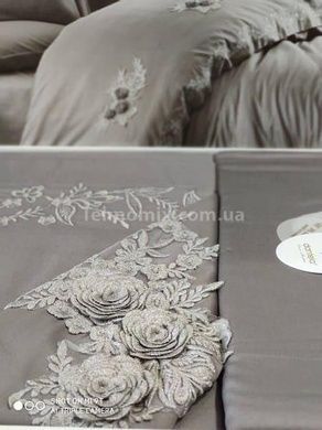 Постільна білизна з вишивкою та гіпюром Dantela vita Safir Сатин Бавовна Євро розмір (4 наволочки)