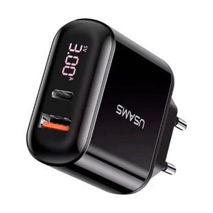 Зарядний пристрій UsamsUS-CC085 T23 QC3.0+PD3.0 18W Digital Display black
