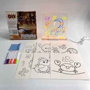 Доска светодиодная для заметок и рисования с маркерами и раскрасками USB 20*20см T-467