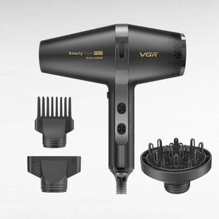 Фен профессиональный с 3 уровнями обдува и 3 уровнями температуры 2400W VGR V-409 Черный