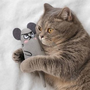 Іграшка Мишка з котячою м'ятою для домашніх улюбленців 15см Сіра