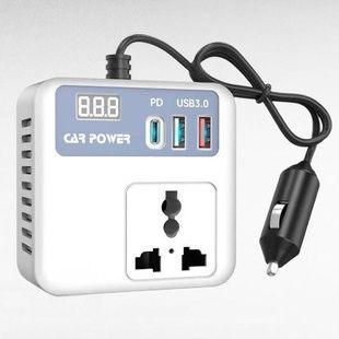 Автомобільний інвертор від прикурювача 12-220V з USB Car Power Білий